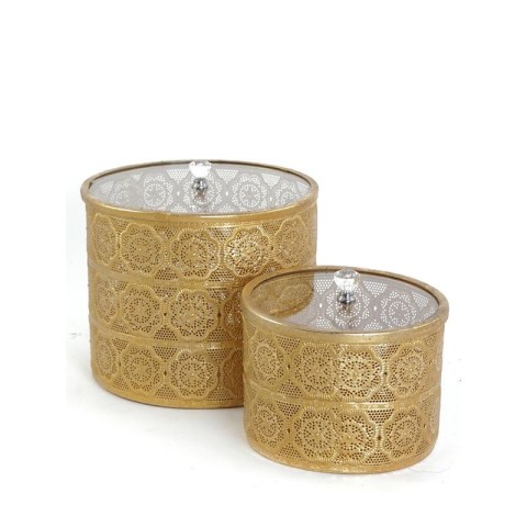 SET 2 SCATOLE ORO METALLO-VETR